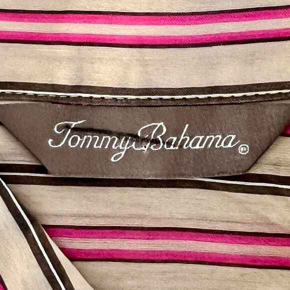 Tommy Bahama Womens Striped Button-Up Shirt Size 8 Cotton & Silk Blend EUC - Picture 3 of 16